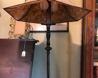 Art deco floor lamp with mica eisenglass shade