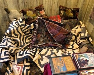 Many African Kuba people, Congo.. long and some small raffia textile panels