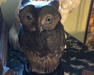 Tiffin glass owl lamp