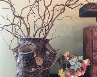 Sewer tile tree trunk planter