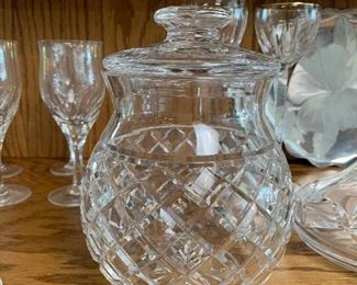 Cut crystal Covered Jar including Waterford pieces
