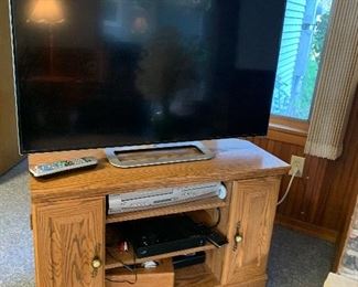 Oak TV Stand and TV