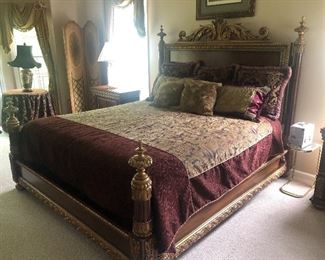 Amazing king bedroom set w 2 nightstands, 1 large dresser & mirror, beautiful Wardrobe with mirrored doors. & a high end always covered Mattress set.
Bedding sold separate.