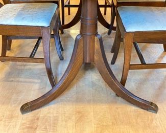 Antique (1900's-1950's) Tomlinson Genuine Mahogany - Federal Style  - Double Pedestal Dining Table banded with brass tips - 2 leaves - seats 6 to 8 - $2,500 (includes 7 chairs)