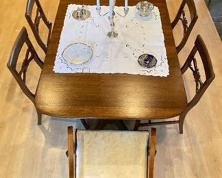 Antique (1900's-1950's) Tomlinson Genuine Mahogany - Federal Style - Double Pedestal Dining Table banded with brass tips - 2 leaves - seats 6 to 8 - $2,500 (includes 7 chairs)