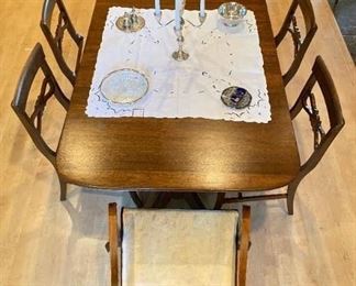 Antique (1900's-1950's) Tomlinson Genuine Mahogany - Federal Style  - Double Pedestal Dining Table banded with brass tips - 2 leaves - seats 6 to 8 - $2,500 (includes 7 chairs)