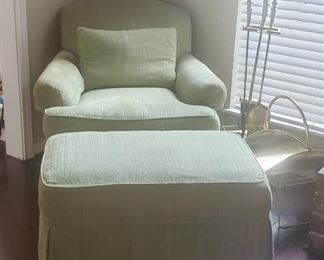 pale green chair and ottoman
