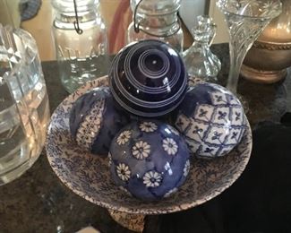 Decorative Blue balls & bowl
