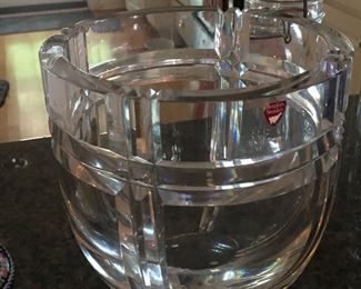 Elegant crystal tall bowl with an art deco look by Orrefors...Heavy beyond belief!