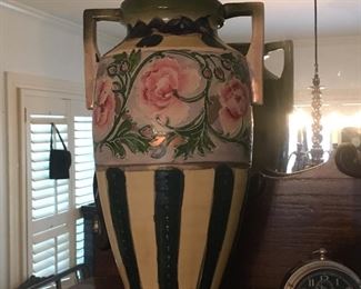 Very large antique Satsuma style double handled vase