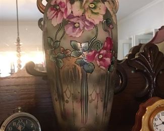Another very large hand painted satsuma style double handle vase