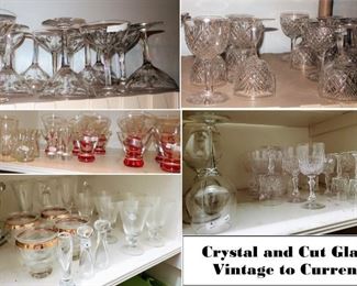 Vintage to new stemware.  Crystal, cut glass, pressed glass