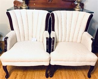 #7- PAIR OF VINTAGE CHANNEL BACK CHAIRS 
$ 385
