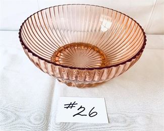 PINK GLASS BOWL 9” w
$18
