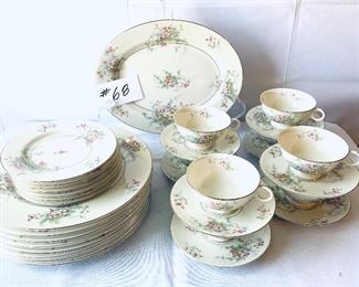 25pc set of Theodore Haviland China 
8 cup and saucers, 8 plates, 8 bread and butter, 1serving piece.  Apple Blossom pattern.   $250