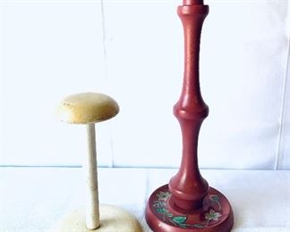 Hand painted hat stands. 14 & 8” t 
$35