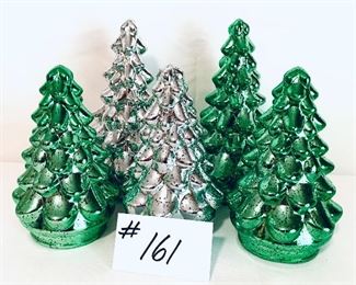 5 glass Christmas trees. 7-9” t 
Set $35