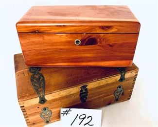 Pair of wooden boxes 9-10.5 “ L.  
$ 40