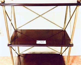 Bombay company wood and brass bookshelf. 24w x 33t  ( see photo for scratch)
$ 99