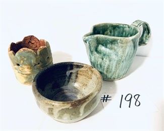 3 pottery pieces.  3-4 “ w $26