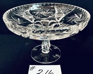 EUROPEAN LEAD CRYSTAL CUT GLASS COMPOTE. 5.5” t.   $35