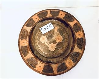 WOODEN CARVED PLATE 16.5 “ w 
$40 some varnish missing )