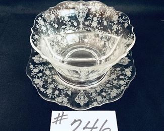 CAMBRIDGE ROSE POINT. DIVIDED BOWL AND PLATE
BOWL 5 “ w.      PLATE 7” w 
$55