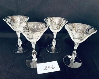 Set 4 Cambridge Wildflower 6.5 “ t champagne/ sherbet  glasses. 
$45