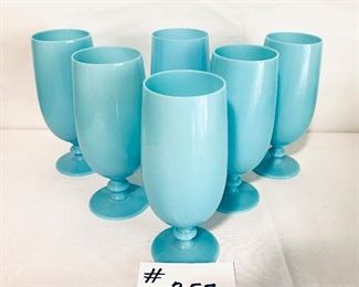 Set of 6 Blue Glass Goblets. 7” t 
$70