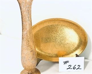 GILDED ETCHED FLORAL GLASTONBURY BUD VASE 20” t
WHEELING GOLD CHINA 8.5” L. 
PAIR $32