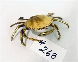 Vintage brass crab ashtray. 
7.75 “ w.   $ 29