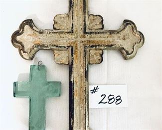 2 crosses. 
1 glass cross 6”t- 
1 16” cross 
Pair $ 24