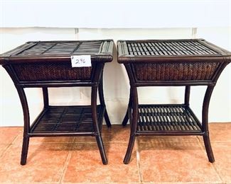 PAIR OF RATTAN SIDE TABLES. 
GREAT CONDITION. 
$ 250