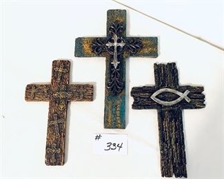 Set of three resin crosses   (11 to 14 inches tall)       set of $35