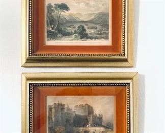 Pair-$165.  T. ALLOM- A Le Petit Engraving Carlisle Castle, Cumberland  11”w x 9”t
T. ALLOM- S.Lacey Engraving Derwent Water ,From the Castle Head,Cumberland 
