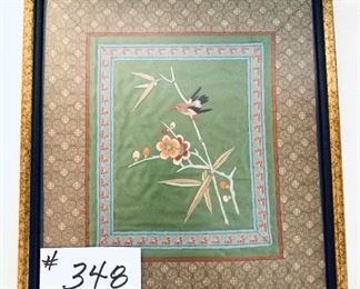 Japanese silk art 11 1/2 inches wide by 12 1/2 inches tall $95