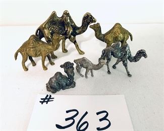 Set of six small brass/metal camels - 1 to 3 inches long $20