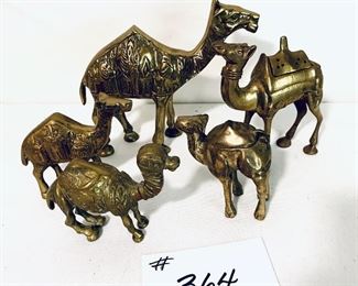 Set a five medium brass camels-  3 to 7 inches long $35