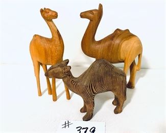 Lot of three wooden camels 5 to 8 inches wide $35