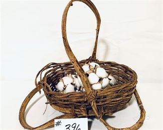 Basket with faux cotton balls 14 1/2” x 15” $25