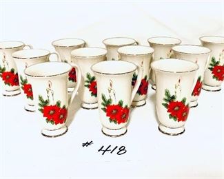 12 Triomphe vintage Christmas cups. 4” tall.    $60