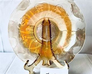 Vintage ruffled edge carnival Marigold carnival glass 9.5 inches wide $20