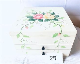 Jewelry box 
11 inches wide by 11 inches deep by 7 inches tall
 $20