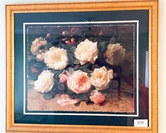 Large floral framed print 
41.5 inches wide by 35.5 inches tall 
$145
