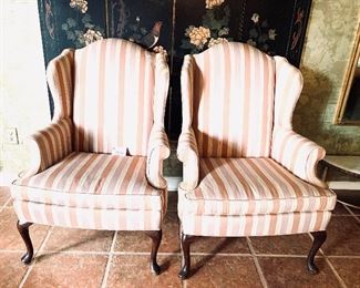 # 426- PAIR OF VINTAGE WINGBACK CHAIRS- SHERRILL/ BATTE FURNITURE. 30.5” w. X 44”t   
$250 pair. 