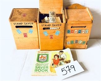 Set of three vintage stamp saver boxes 4 inches wide by 7 inches tall $49