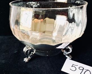 Read and Barton silver plated bowl with glass insert 7 inches wide by 6 inches tall $49