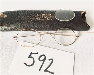 Antique gold rimmed eyeglasses with Case (needs pin the right lens is loose) $185