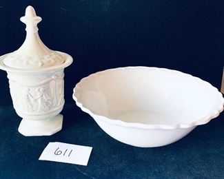#611A- URN 9.5 inches tall $15 
#611 B bowl 11 inches wide $10