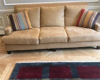 3 Cushion Gold Suede Sofa  
“Expressions” by Lee  7'2" 44"d x 39"h, -  $450